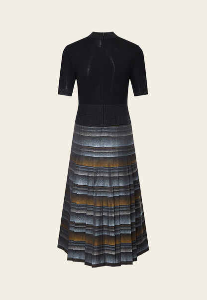 High-neck Wool Knit Ombré Dress