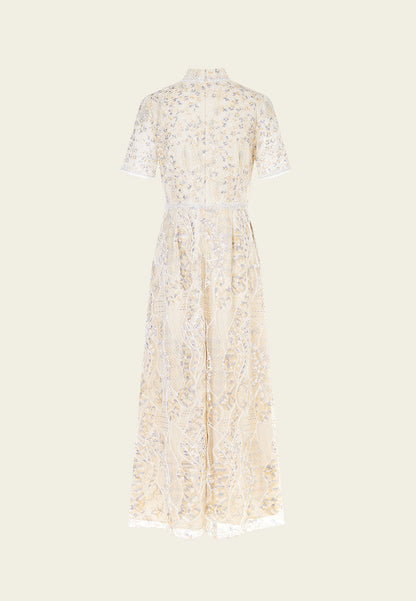 Cream Floral Lace Dress