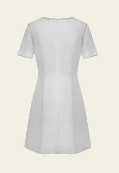 White Landscape Embroidered Dress