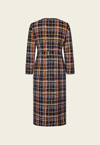 Orange Plaid Tweed Dress