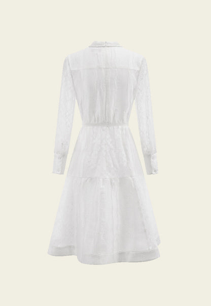 White Stand Collar Dress