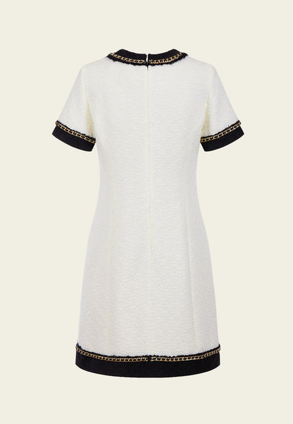 Classy Contrast Tweed Dress
