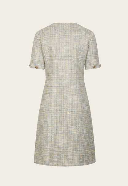 Mix Green A-line Tweed Dress