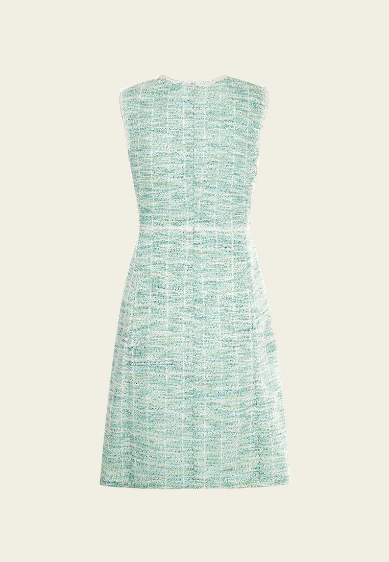 Mint Green Sleeveless Stretch Tweed Dress