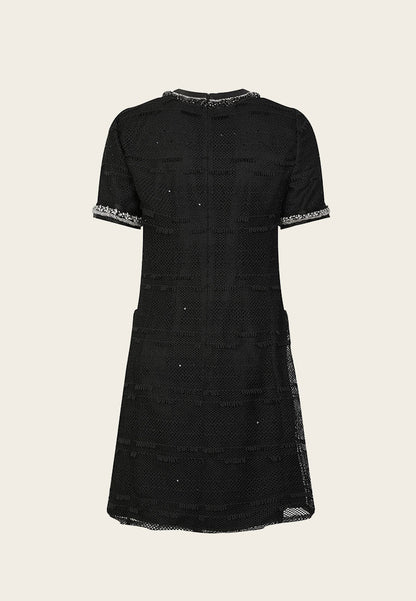 Black Rhinestone Embellished Thigh-length Dress