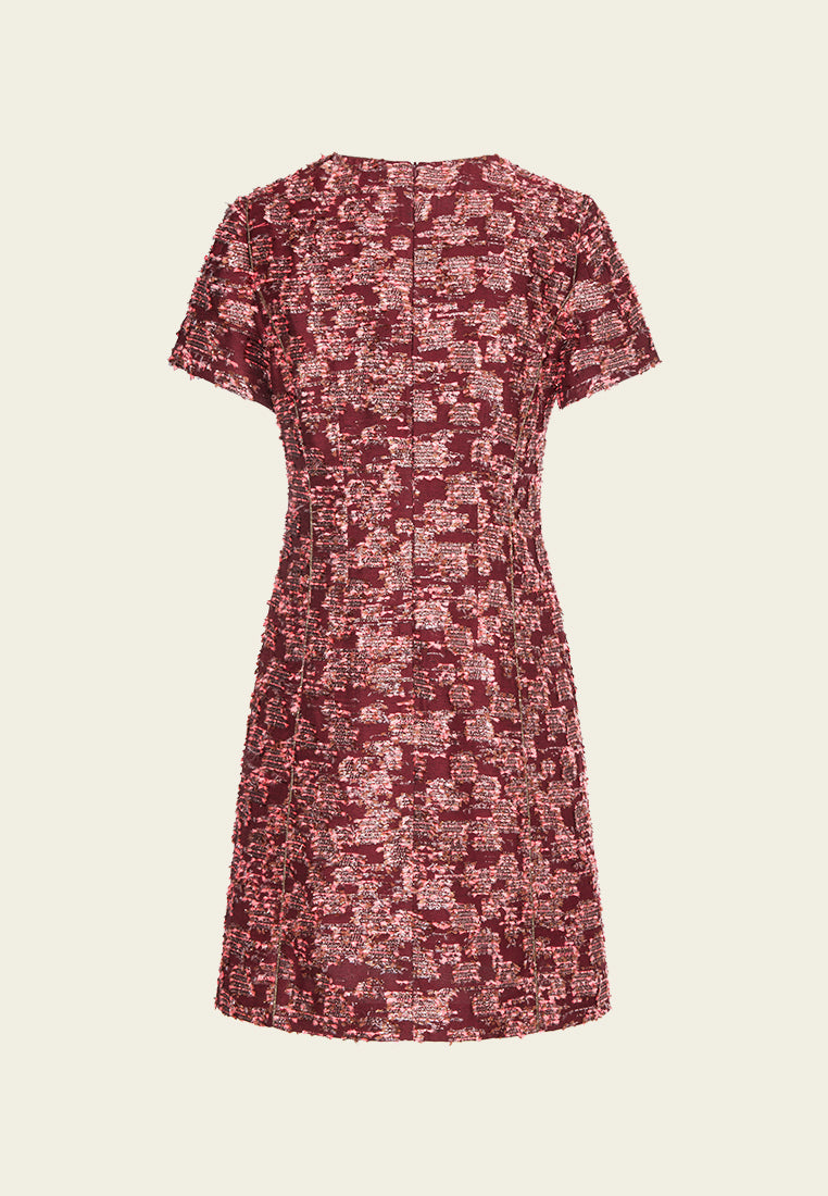 Orange Lurex Tweed Short Sleeves Dress