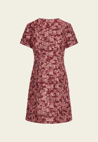Orange Lurex Tweed Short Sleeves Dress