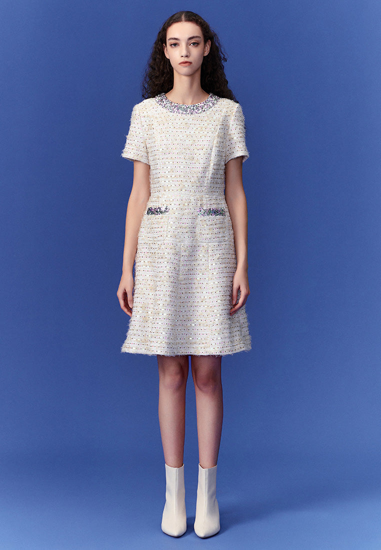 Luxurious Sequined Tweed Dress