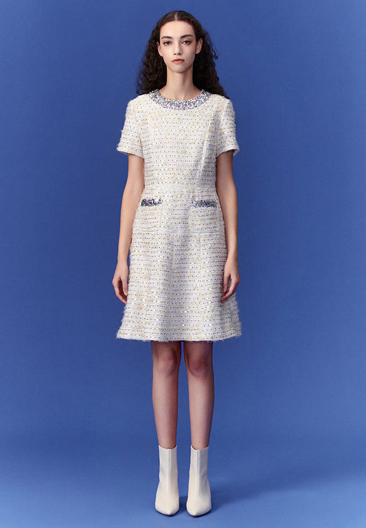 Luxurious Sequined Tweed Dress