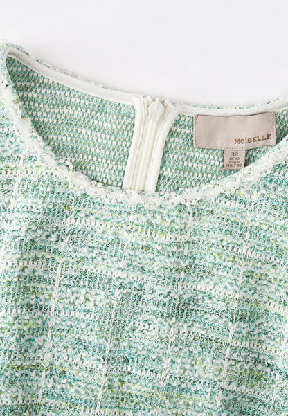 Mint Green Sleeveless Stretch Tweed Dress