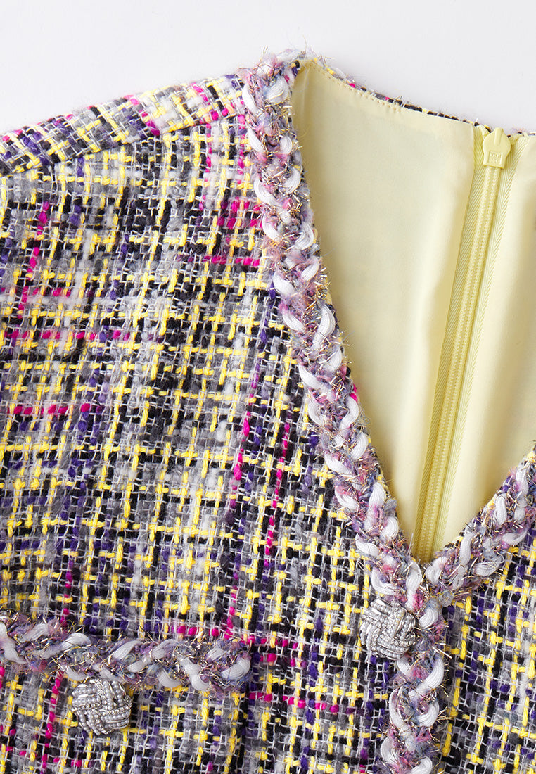 Braided Hem Tweed Dress