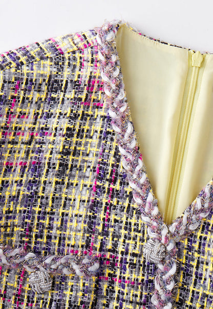 Braided Hem Tweed Dress