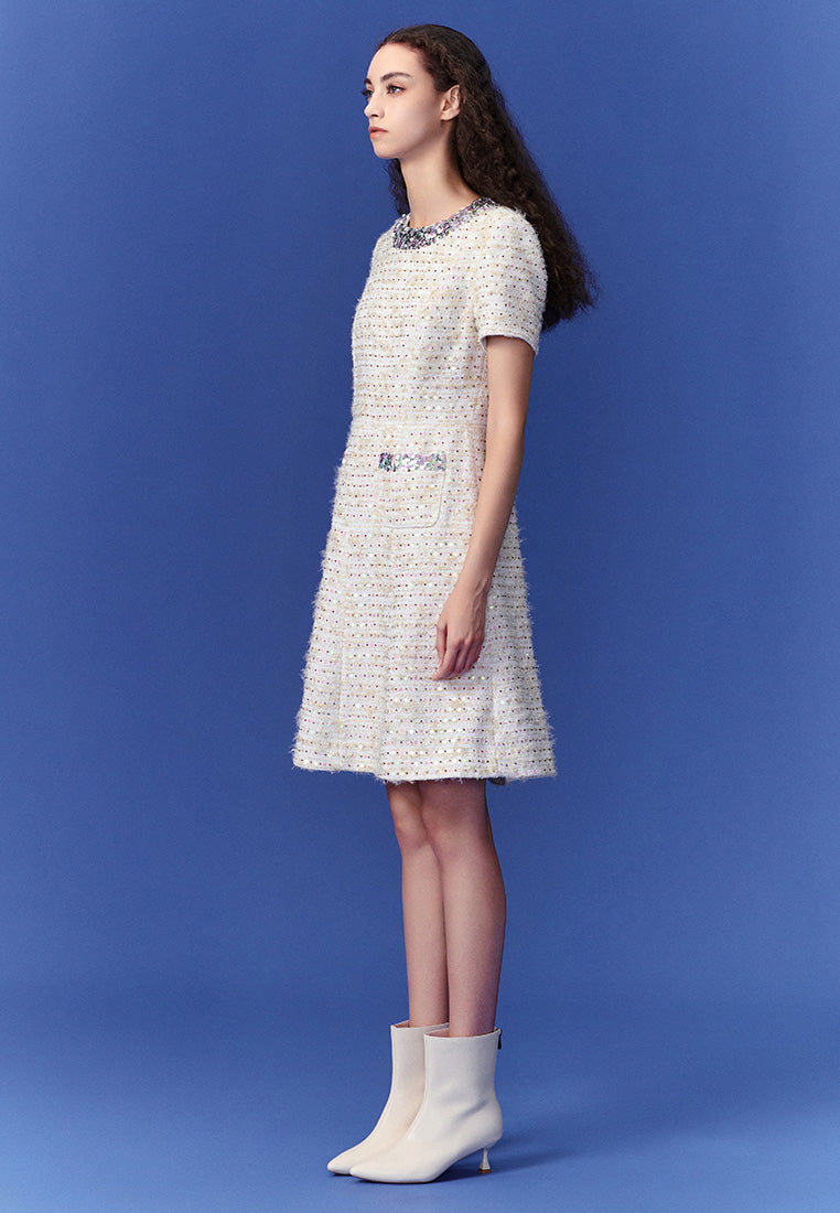 Luxurious Sequined Tweed Dress