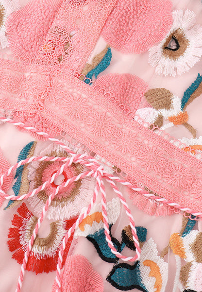 Spring Embroidery Pink Dress