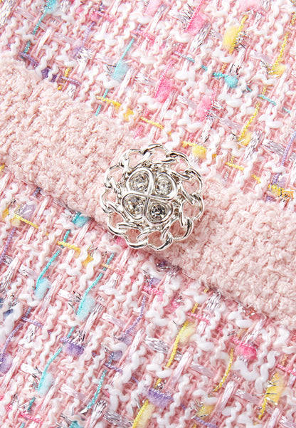Pastel V-neck Tweed Dress