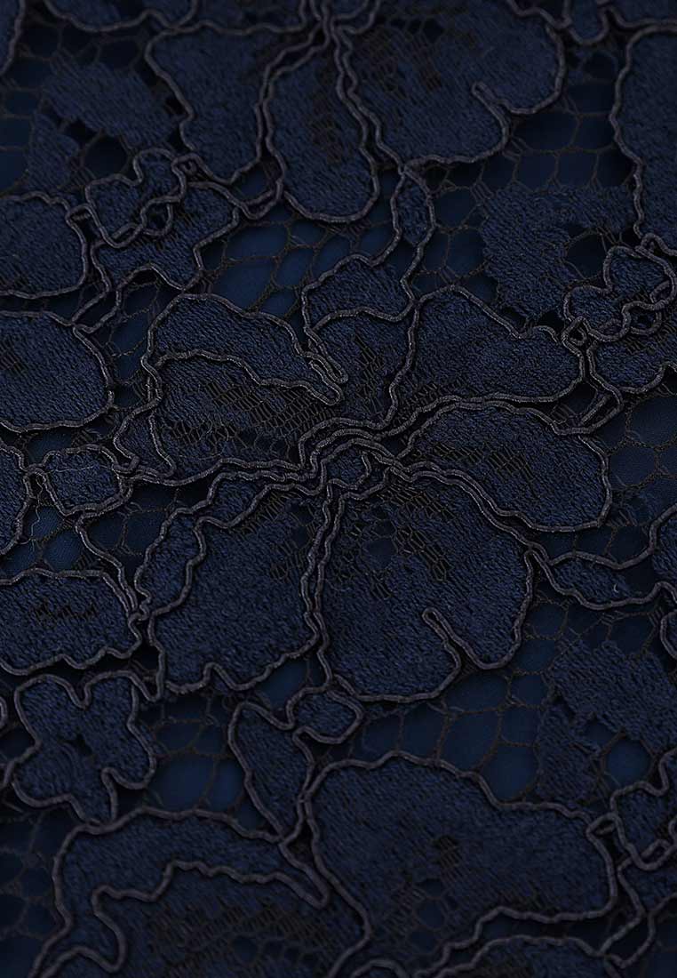 Butterfly-embroidered blue lace dress