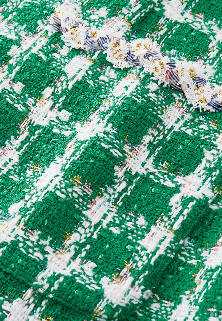 Emerald Green Check Tweed Dress