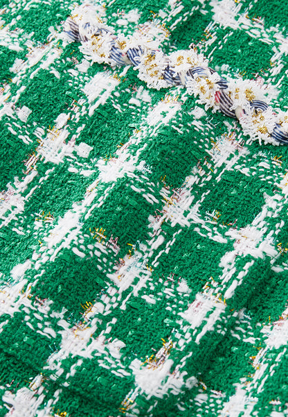 Emerald Green Check Tweed Dress