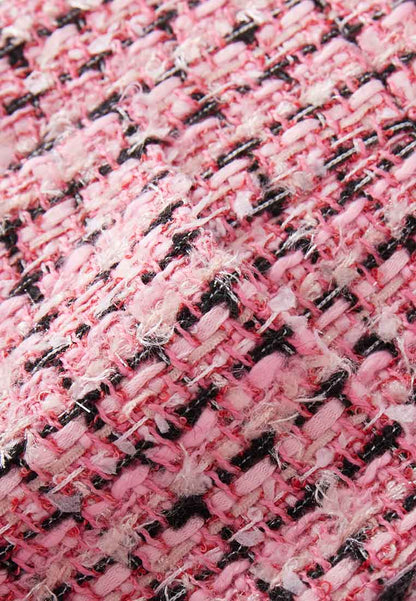 Pink Tweed Lapel Dress