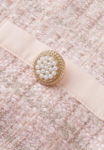 Pink Signature Short-sleeved Tweed Dress