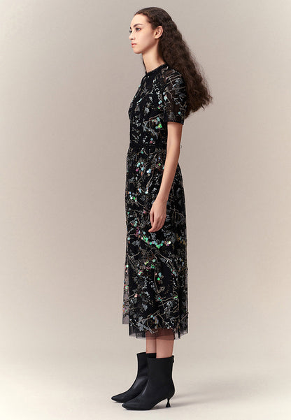 Glamorous Sequin-embellished Mesh Dress