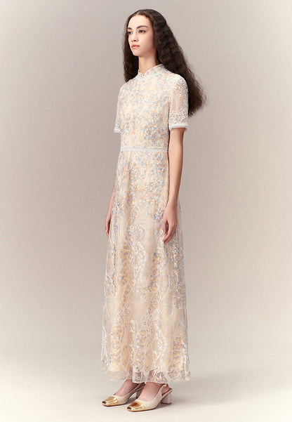 Cream Floral Lace Dress