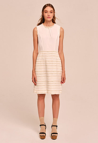 Decorative sequins slim-fit tweed dress