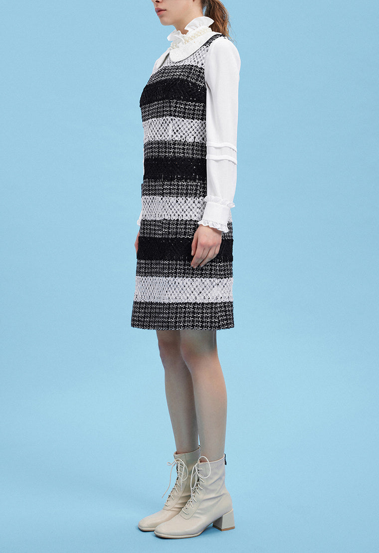Black Peter Pan Collar Tweed Dress