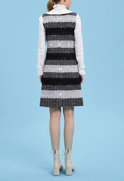 Black Peter Pan Collar Tweed Dress