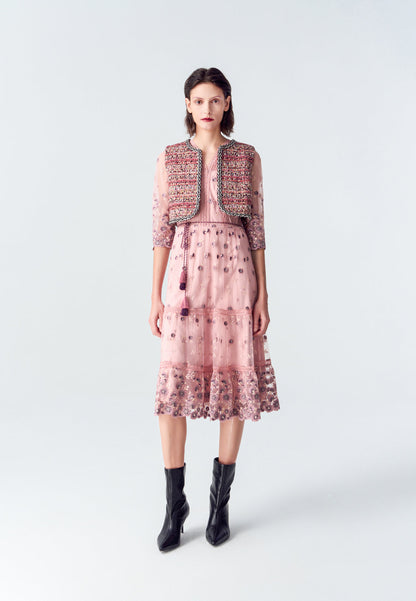 Bohemian Purple V-neck Embroidered Dress