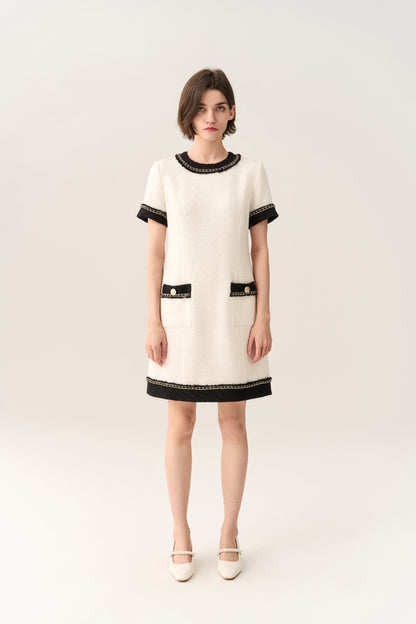 Classy Contrast Tweed Dress
