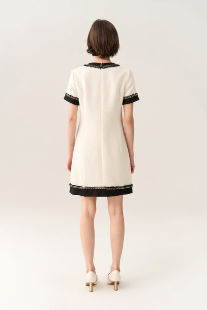 Classy Contrast Tweed Dress