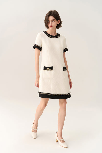 Classy Contrast Tweed Dress