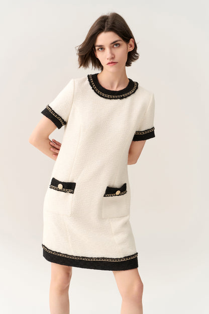 Classy Contrast Tweed Dress