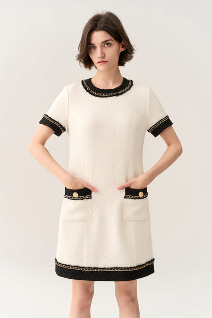 Classy Contrast Tweed Dress