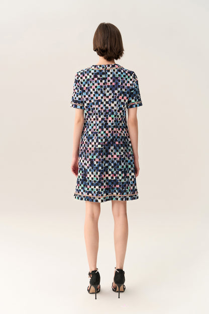 Gradient Checker Pattern Dress