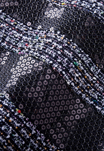 Midnight Blue Sleeveless Tweed Dress