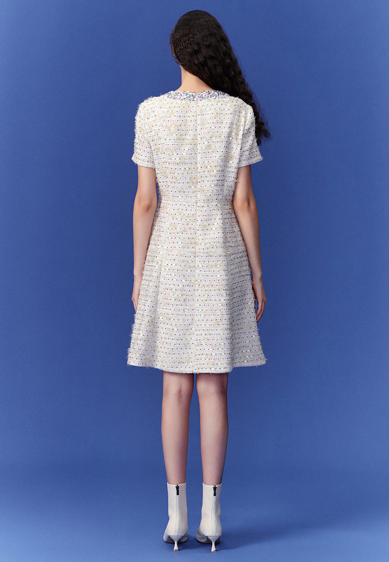 Luxurious Sequined Tweed Dress