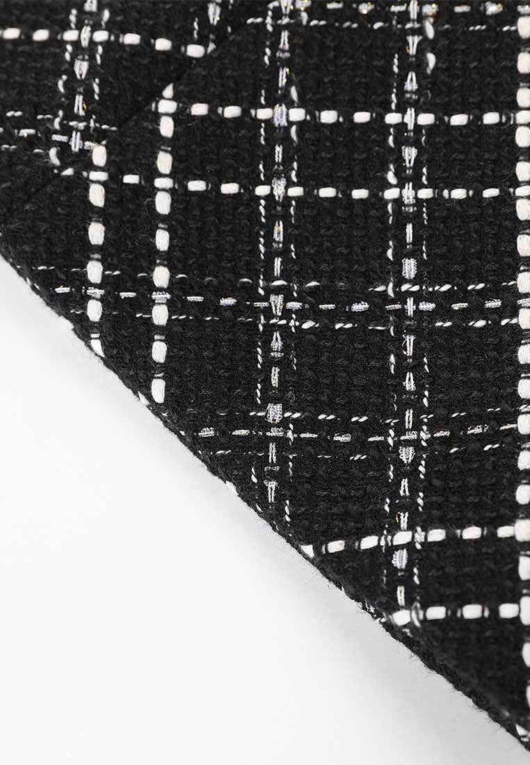 Black Plaid Sleeveless Tweed Dress