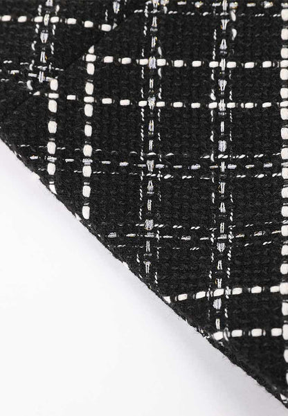 Black Plaid Sleeveless Tweed Dress