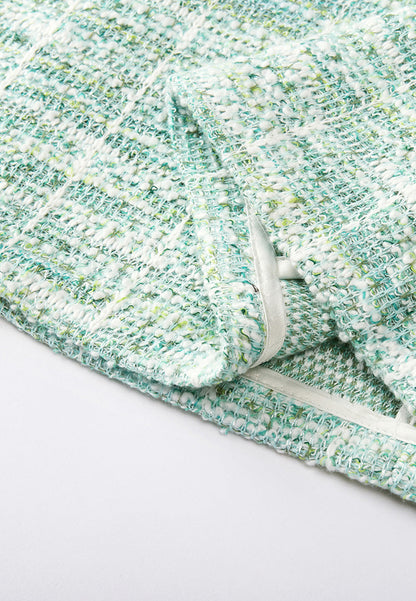 Mint Green Sleeveless Stretch Tweed Dress