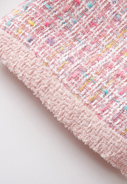 Pastel V-neck Tweed Dress