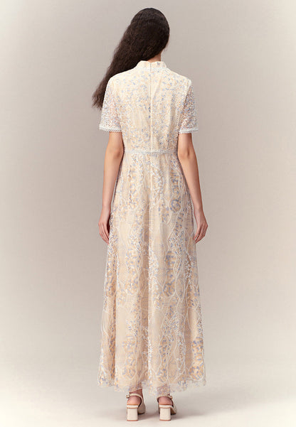 Cream Floral Lace Dress