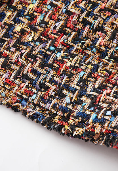 Chunky Woven Patch-pocket Sleeveless Tweed Dress