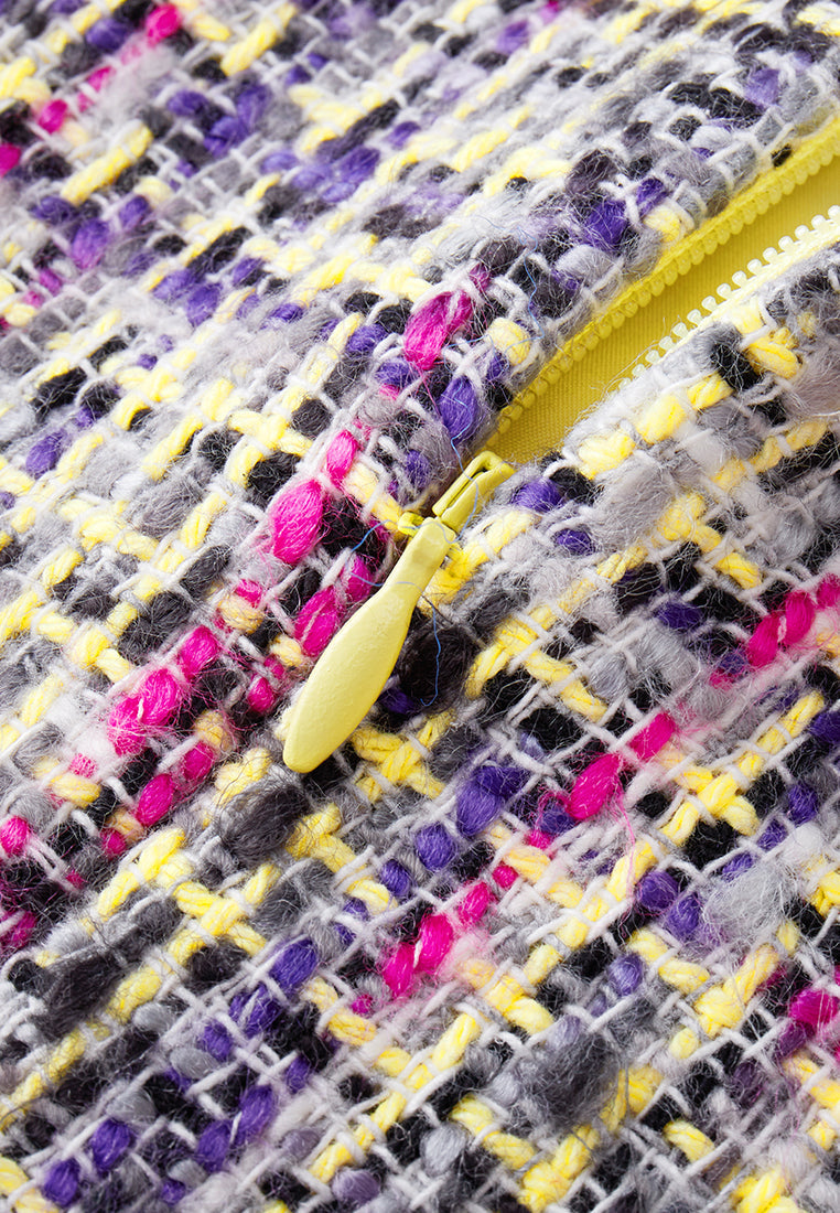 Braided Hem Tweed Dress