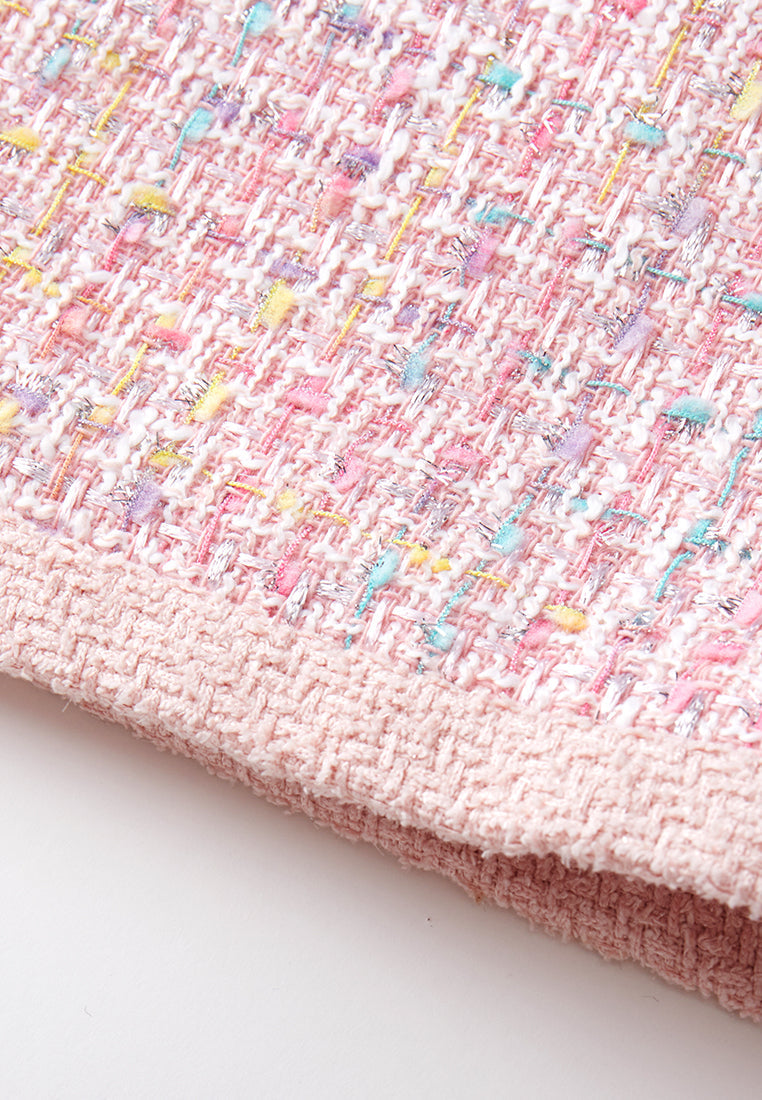 Pastel V-neck Tweed Dress