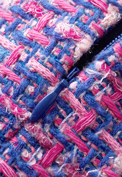 Primary Color Illusion Chunky Woven Tweed Dress